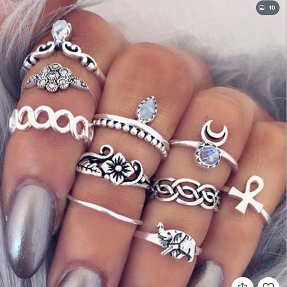Jewelry - Woman Punk Vintage Rings Knuckle Ethnic Hippie